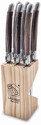 Juego De 6 Tenedores Laguiole Luxury Line - Mango Madera Pakka, Acero Inoxidable, 22 Cm, En Caja De Madera