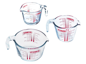 Pyrex Measuring Cup Set Classic Prepware (250 ml, 500 ml & 1 liter) - 3-Piece