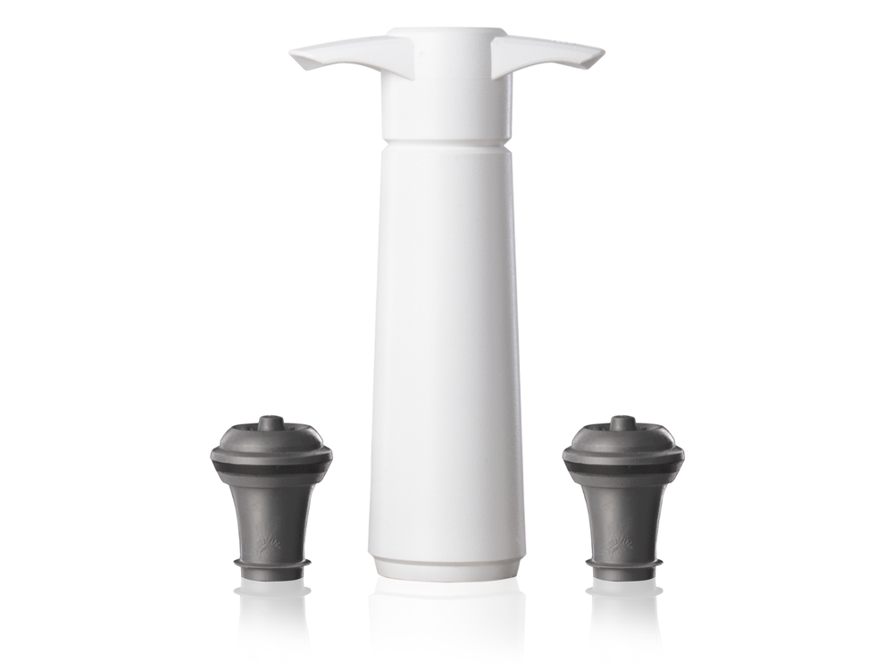 Vacu Vin Wine pump with 2 wine stoppers - Wine Saver - White