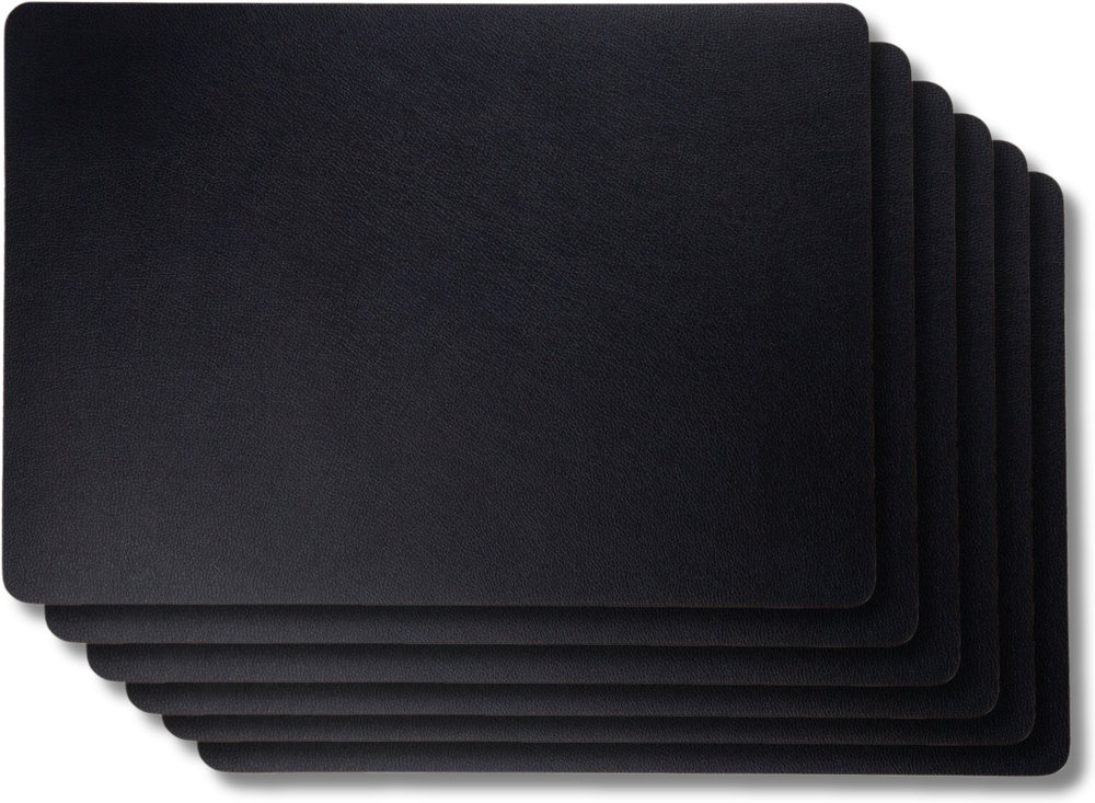 Jay Hill 6 Placemats + 6 Coasters Rectangle - Vegan Leather - Black