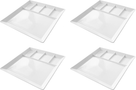 Fondue plate / Gourmet plate - 5 compartments - White - 24 x 24 cm - 4 Pieces