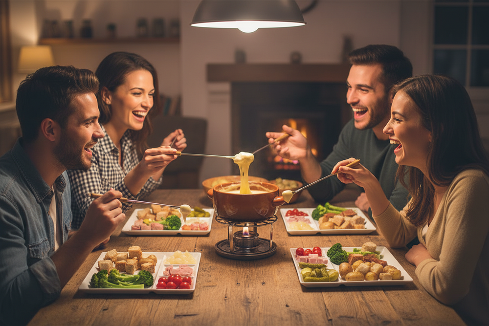 Cookinglife Fondue plates / Gourmet plates / Barbecue plates - 5 compartments - White - 24 x 24 cm - 4 pieces