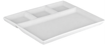 Cookinglife Fondue Plates / Gourmet Plates / BBQ Plates - 3 compartments - White - 26 x 20 cm - 4 pieces