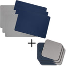 Jay Hill 6 Placemats + 6 Coasters Rectangle - Vegan Leather - Blue / Gray