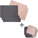 Jay Hill 6 Placemats + 6 Coasters Rectangle - Vegan Leather - Pink / Gray