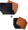 Jay Hill 6 Placemats + 6 Coasters Rectangle - Vegan Leather - Black / Cognac