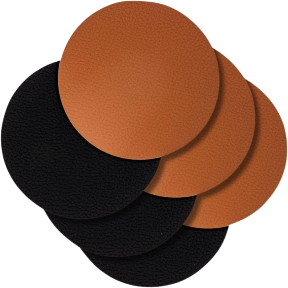 Jay Hill Placemats - Vegan leather - Cognac / Black - double sided - ø 38 cm - 6 Pieces