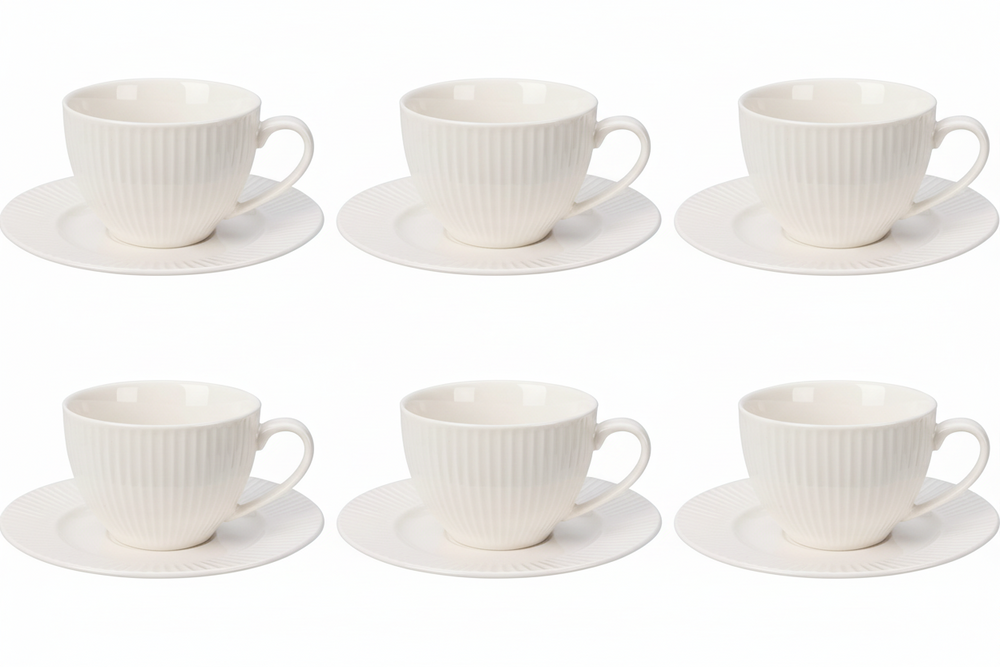 Cookinglife Cup and Saucer Siaki New Bone - Porcelain - 240 ml - 6 pieces