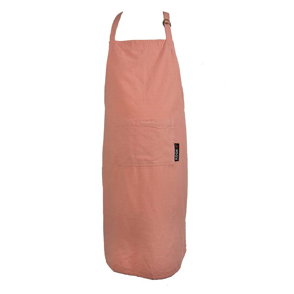 KOOK Kitchen Apron Washed Uni Pink 90 x 70 cm