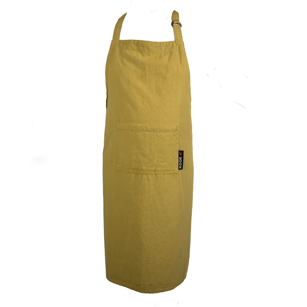 KOOK Kitchen Apron Washed Uni Mustard 90 x 70 cm