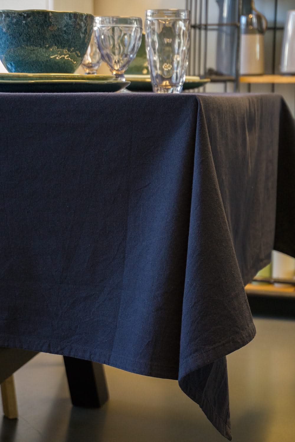 KOOK Tablecloth Washed Navy - 140 x 230 cm