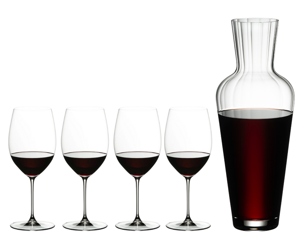 Riedel Wine Glass Set - Red Wine Glasses - Veritas - Cabernet/Merlot + Wine Friendly Decanter