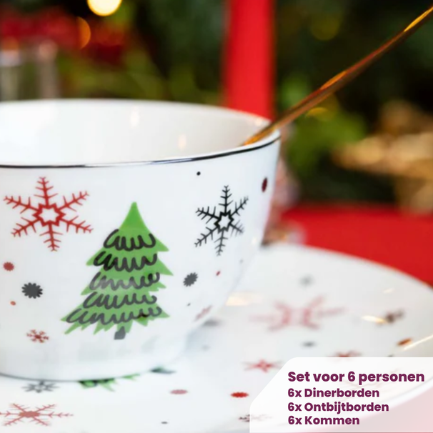 Cookinglife Dinnerware Set - Christmas Dinnerware - Porcelain - Red 18-piece / 6 persons