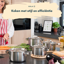 Sola Cookware Set Ruby - Stainless Steel - Cooking Pot ø 16, 18, 20, 24 cm & Saucepan ø 16 cm - Suitable for induction - 5 Pieces