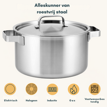 Sola Cookware Set Ruby - Stainless Steel - Cooking Pot ø 16, 18, 20, 24 cm & Saucepan ø 16 cm - Suitable for induction - 5 Pieces
