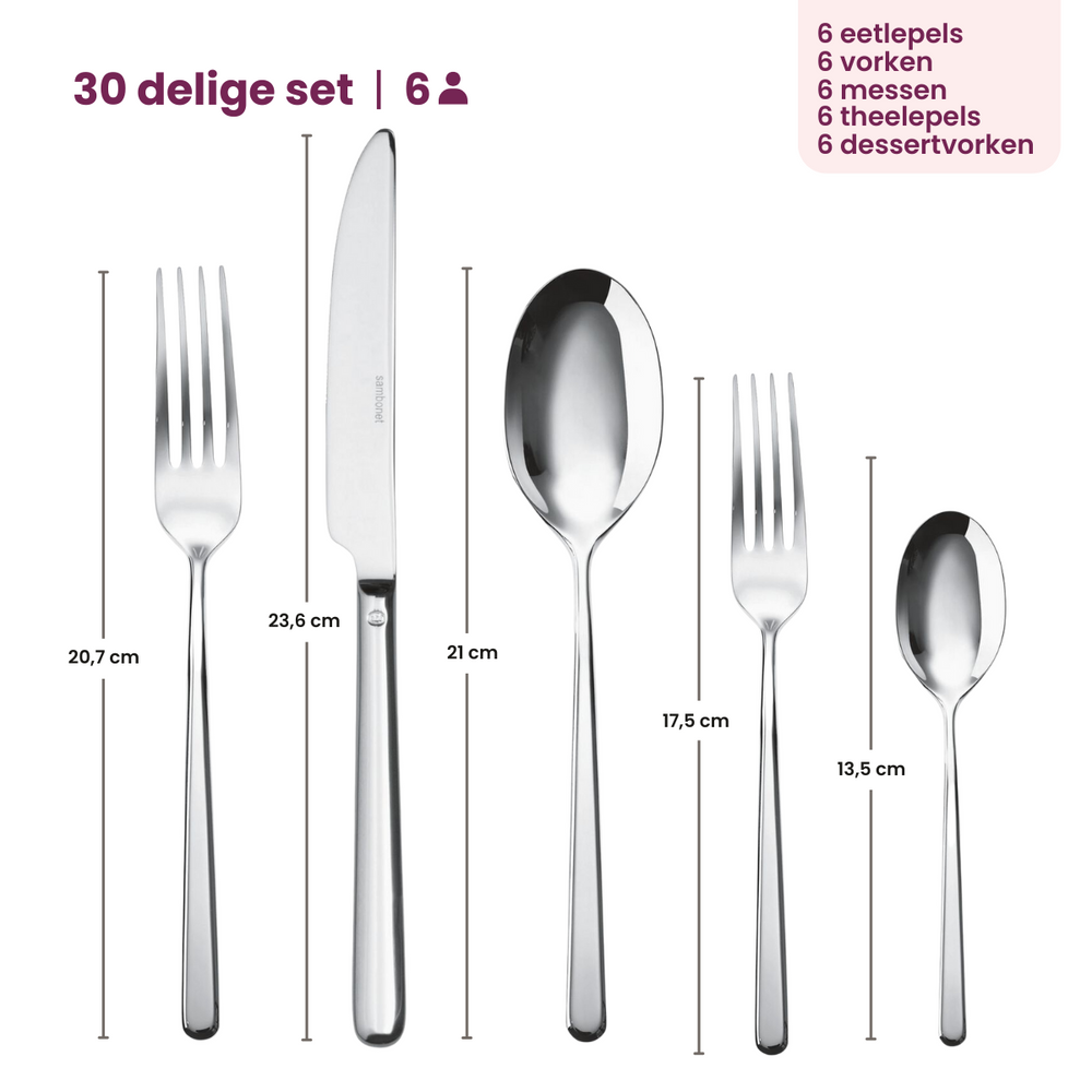 Sambonet Cutlery set Linear - stainless steel - 30 pieces / 6 persons