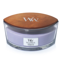 WoodWick Scented Candle Ellipse Lavender Spa - 9 cm / 19 cm - Scented Candle in Glass - Wooden Wick