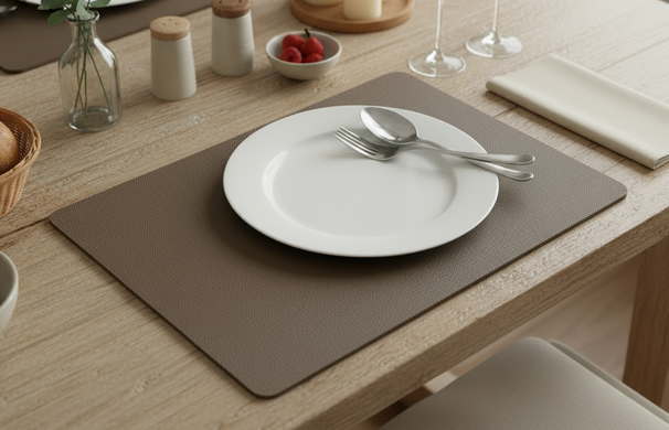 Cosy & Trendy Placemats Leather Look Lead Gray 43 x 30 cm - 6 pieces