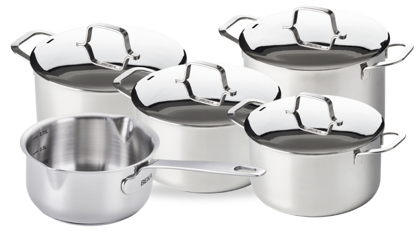 Beka Cookware Set Maestro 5-Piece - without non-stick coating - suitable for all heat sources (Cooking pots, Saucepan & Soup pot)