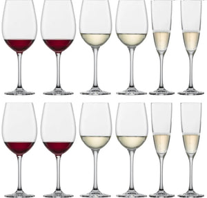 Schott Zwiesel Wine Glass Set Classico (Red Wine Glasses & White Wine Glasses & Champagne Glasses) - 12 piece set