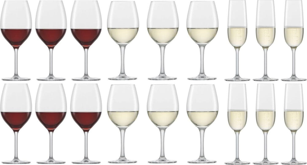 Schott Zwiesel Wine glass set Banquet (Red wine glasses & White wine glasses & Champagne glasses) - 18 piece set