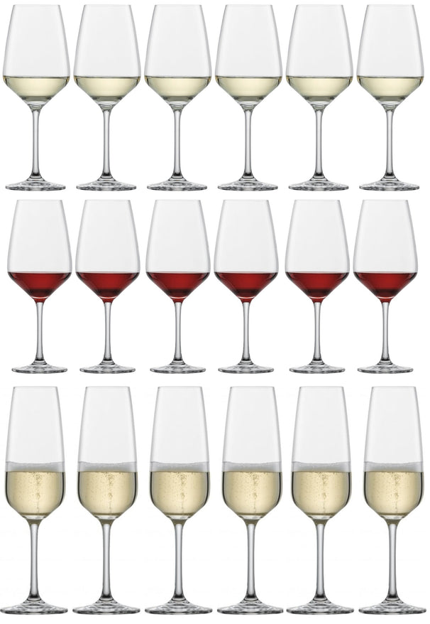 Schott Zwiesel Wine glass set (champagne glasses. white wine glasses & red wine glasses) Tulip - 18 piece set