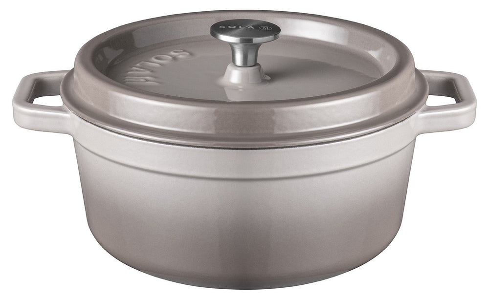 Sola Casserole with lid Cast Iron - Grey - ø 28 cm / 5 Liters - Enameled non-stick coating