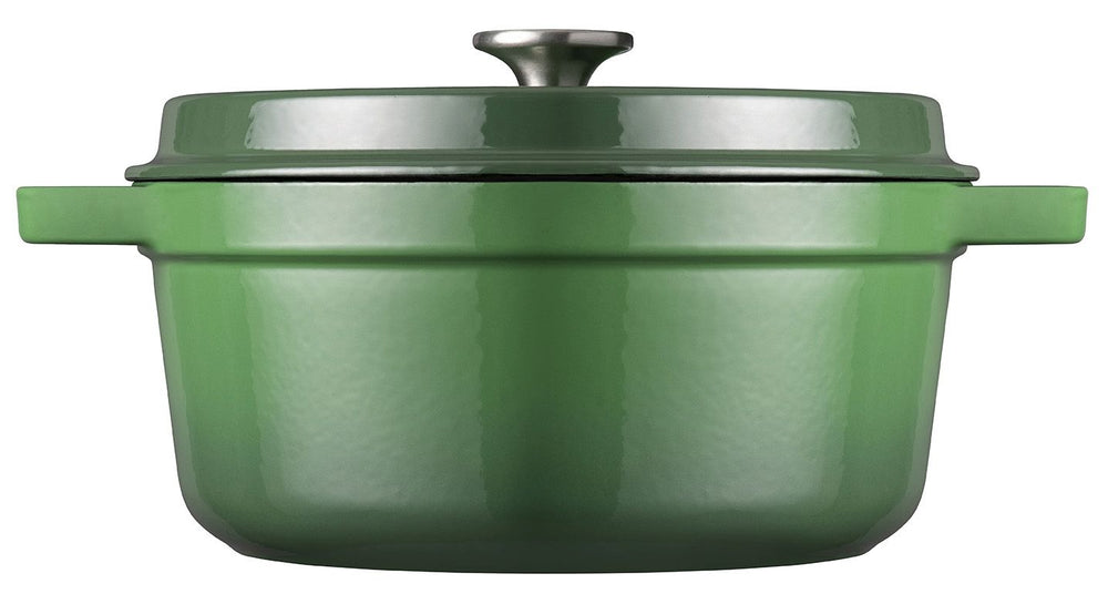 Sola Casserole with lid Cast Iron - Green - ø 24 cm / 3.2 Liters - Enameled non-stick coating