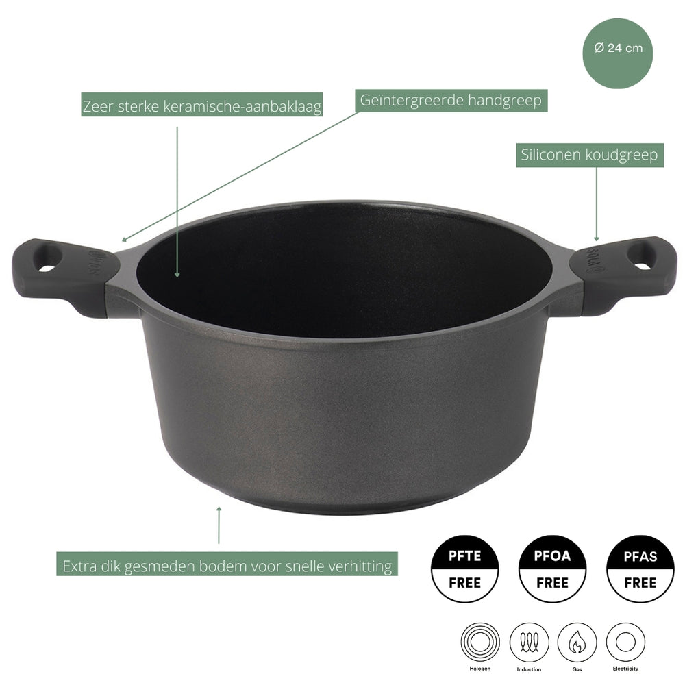 Solo Casserole with Lid Ceramic Deluxe - Induction Suitable - Ceramic Non-Stick Coating - ø 24 cm
