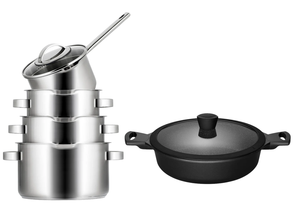 Sola cookware set Pearl 4 pieces + Sola sauté pan Fair ø 28 cm