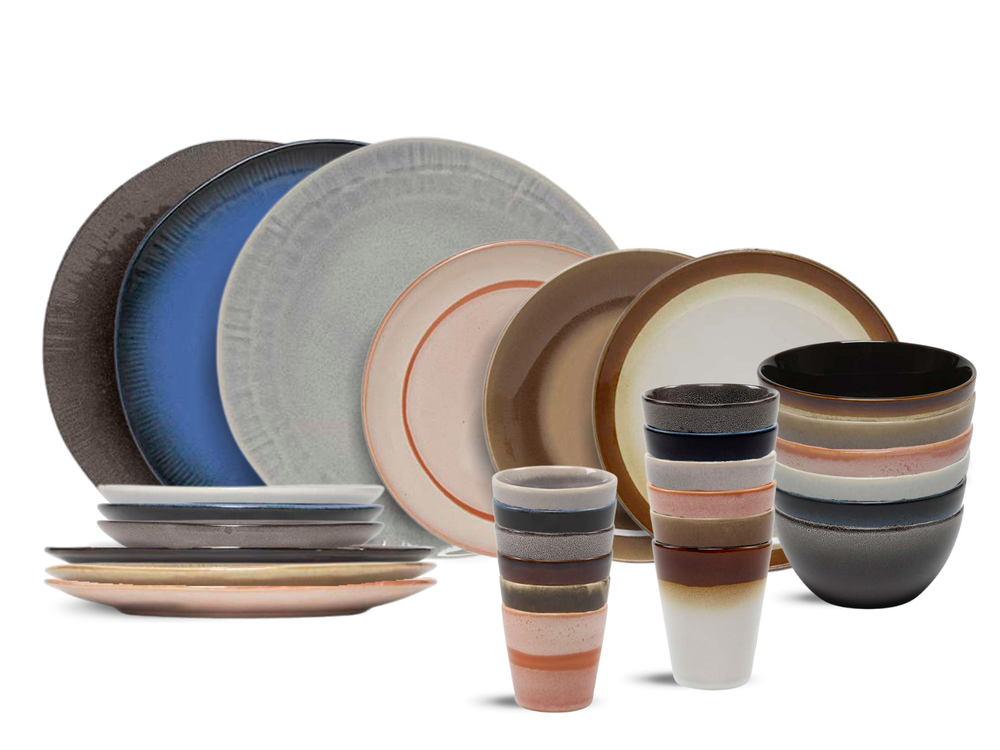 Studio Tavola Dinnerware Set Earth 30-piece / 6 people - 6 dinner plates, 6 side plates, 6 bowls, 6 coffee cups, and 6 coffee mugs