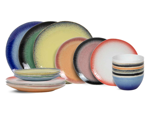 Studio Tavola Dinnerware Set Fire 18-piece / 6 people - 6 dinner plates, 6 side plates, and 6 bowls
