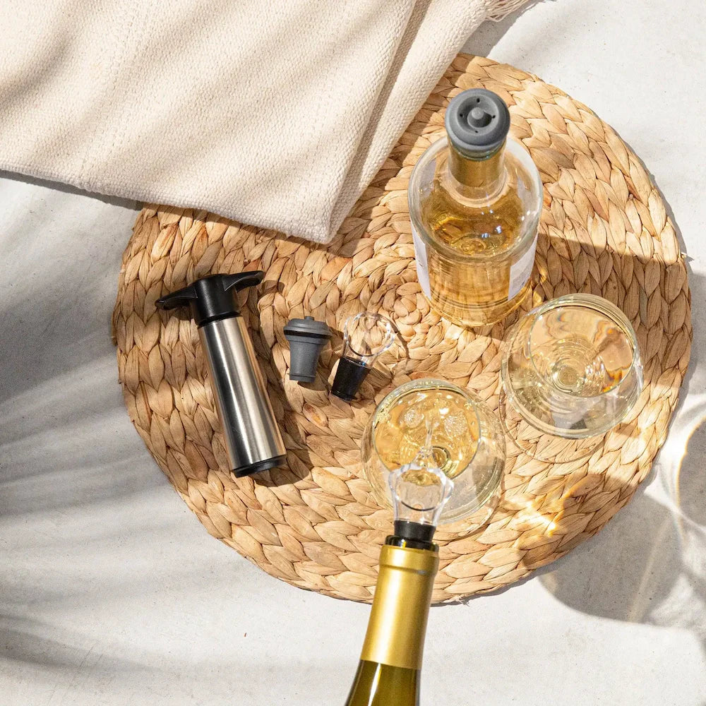 Vacu Vin Wine pump with 2 wine stoppers - Wine Saver stainless steel - Silver