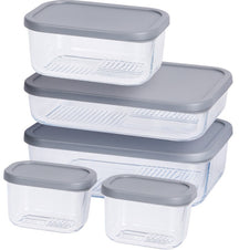 Cookinglife Storage Containers - Glass - Grey - 5 Pieces