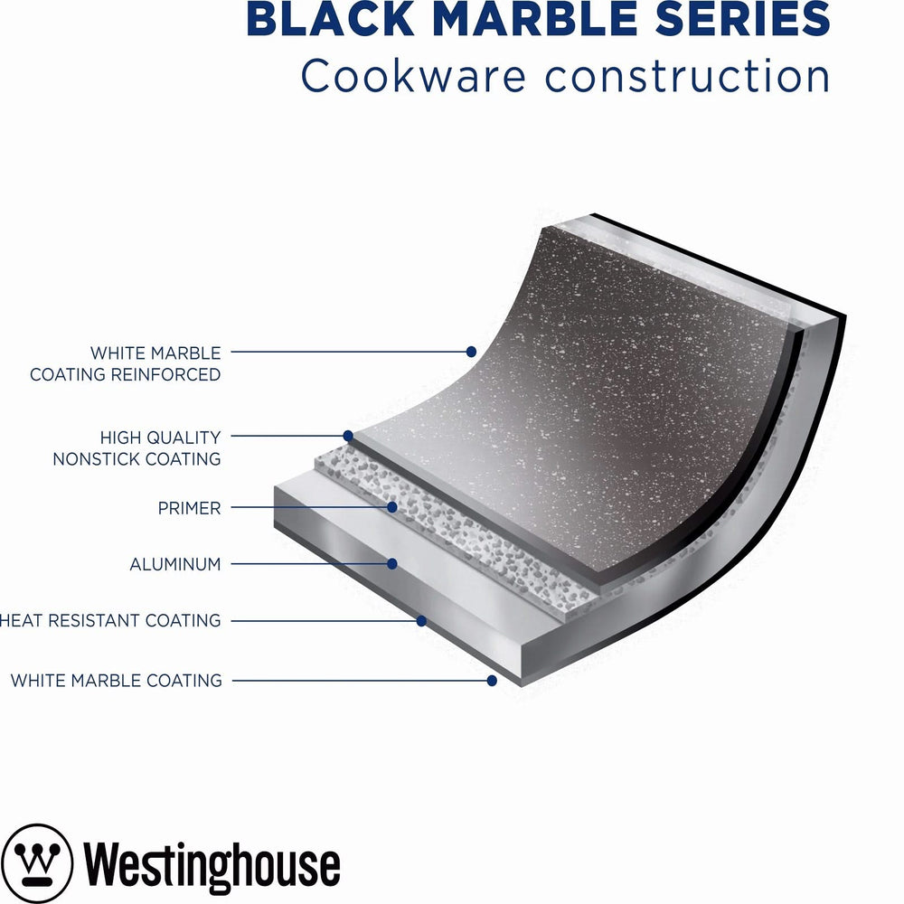 Westinghouse sauté pan - Sauteuse - Black Marble - ø 28 cm / 4.5 liter - standard non-stick coating