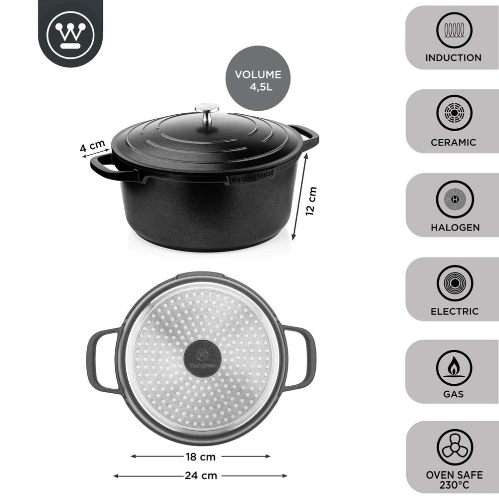 Westinghouse Casserole Performance - Blissful Black - ø 28 cm / 6.7 liters