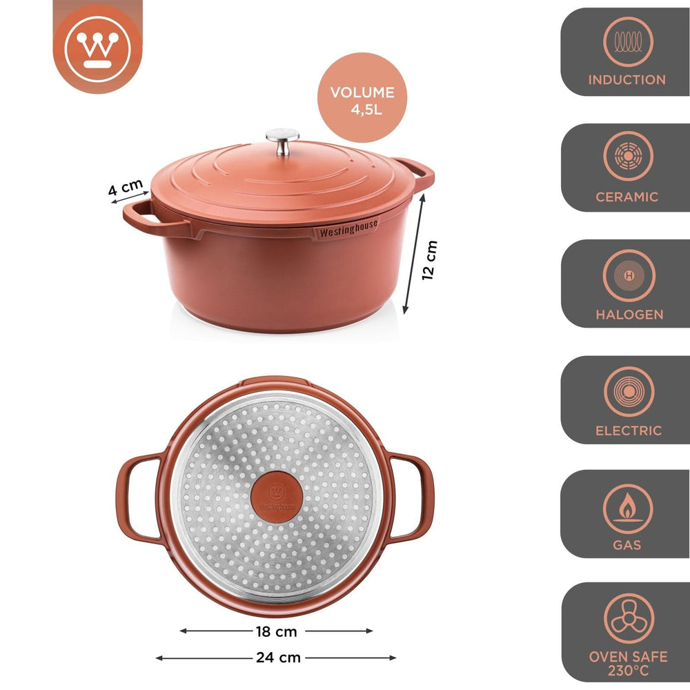 Westinghouse Casserole Performance - Rebel Red - ø 24 cm / 4.5 liter