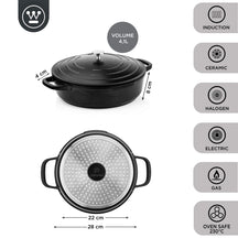 Westinghouse sauté pan - Sauteuse - Performance - Blissful Black - ø 28 cm / 4.1 liter - standard non-stick coating