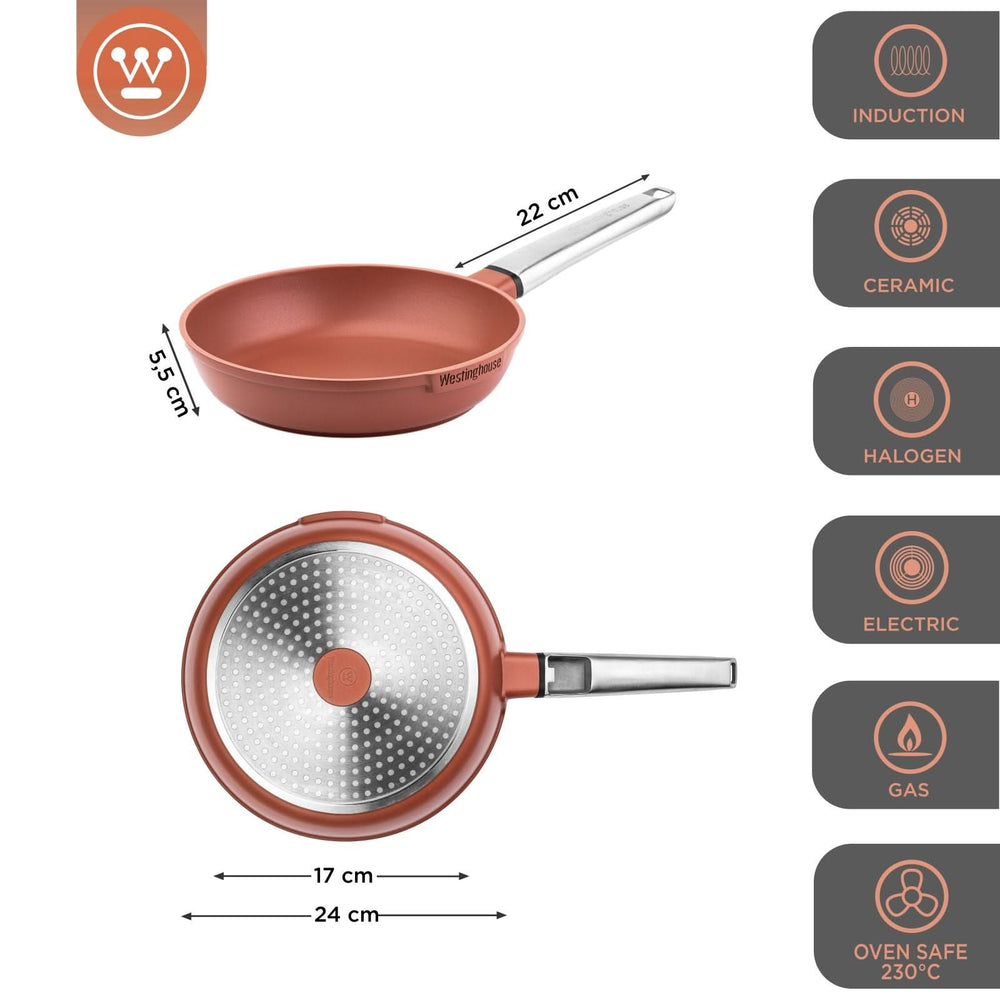 Westinghouse Frying pan Performance - Rebel Red - ø 24 cm - standard non-stick coating