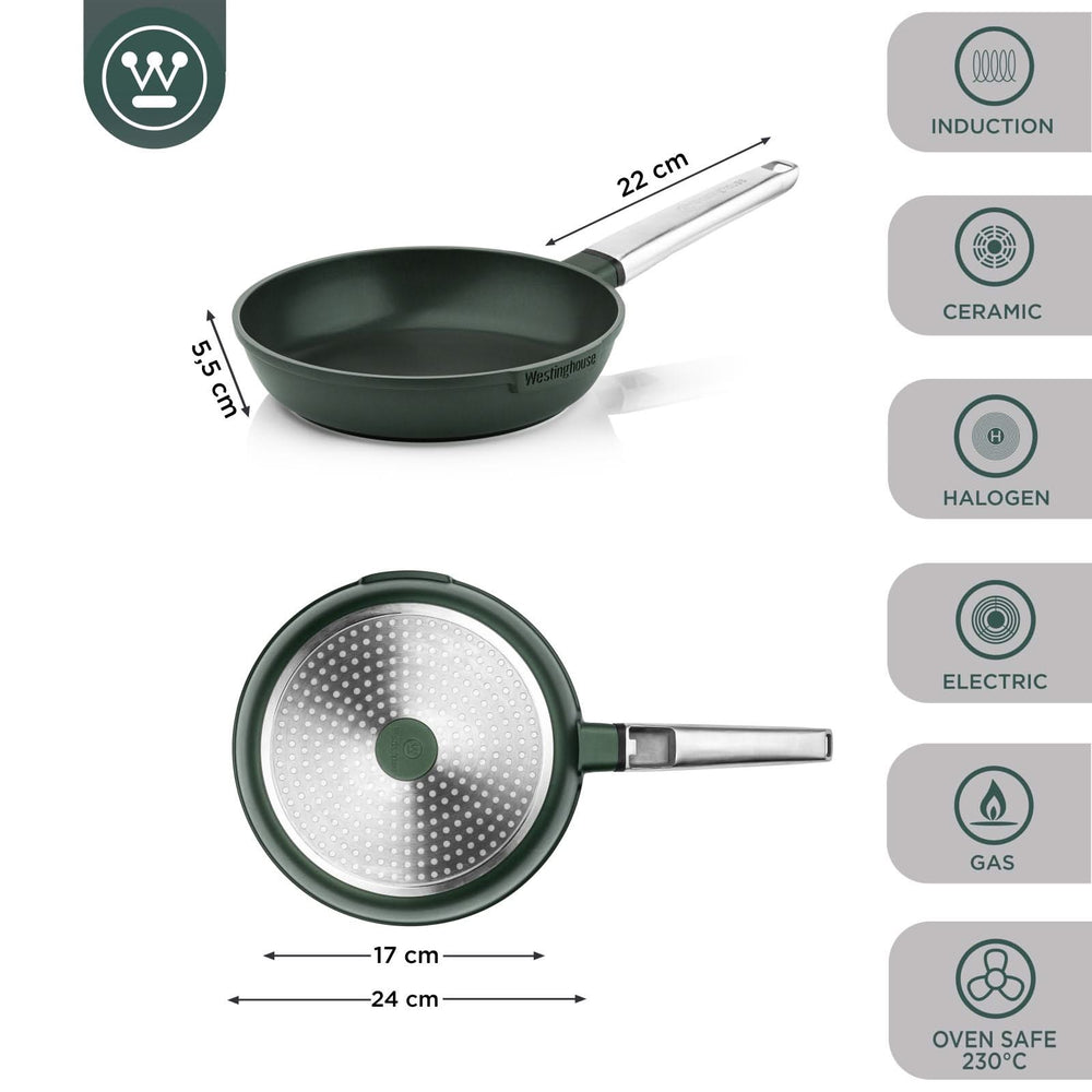 Westinghouse Frying pan Performance - Gracious Green - ø 24 cm - standard non-stick coating