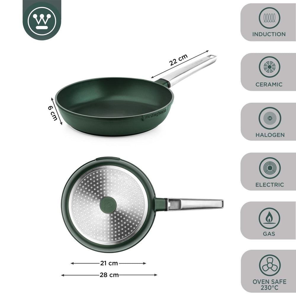 Westinghouse Frying pan Performance - Gracious Green - ø 28 cm - standard non-stick coating