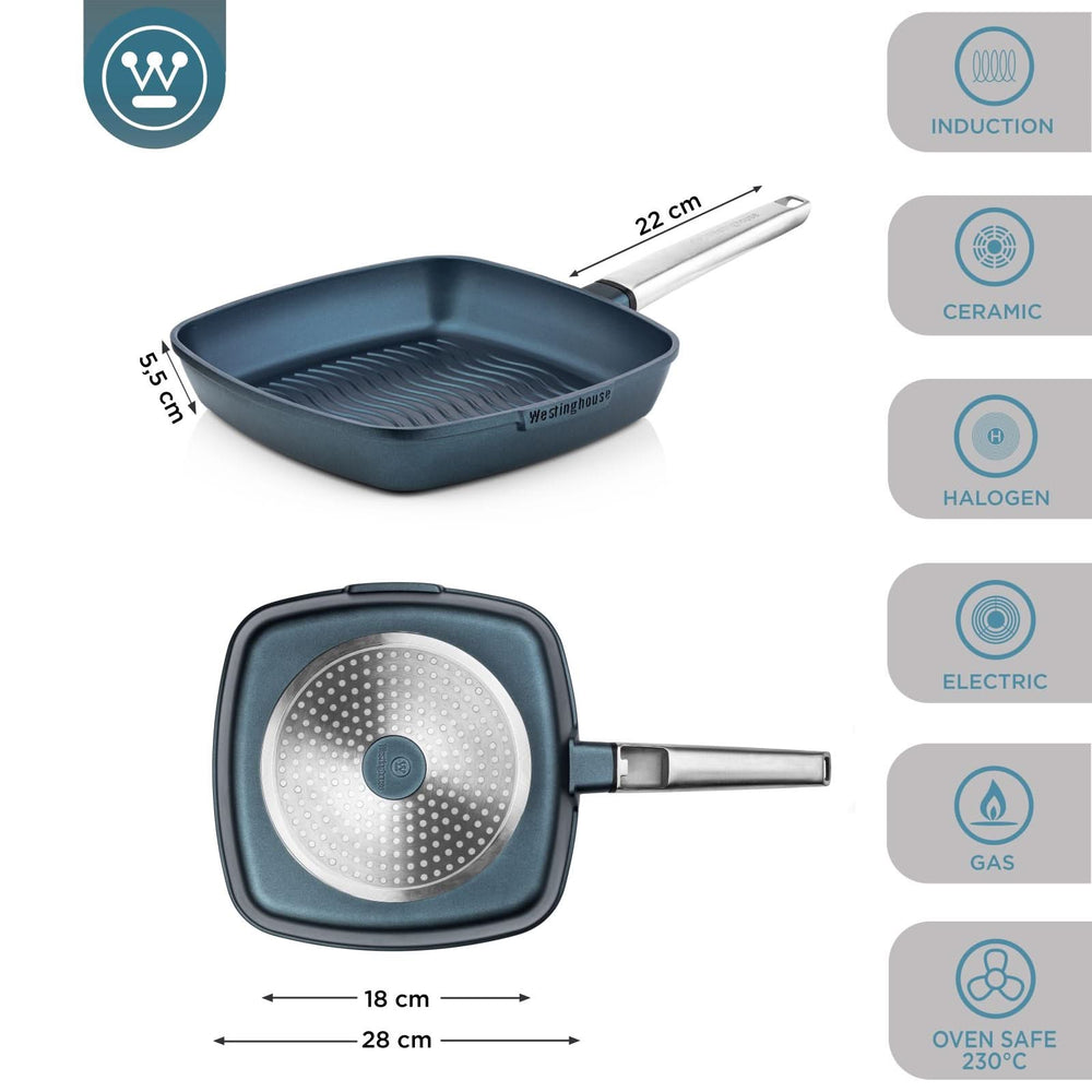 Westinghouse Grill pan Performance - Bravery Blue - 28 x 28 cm - standard nonstick coating