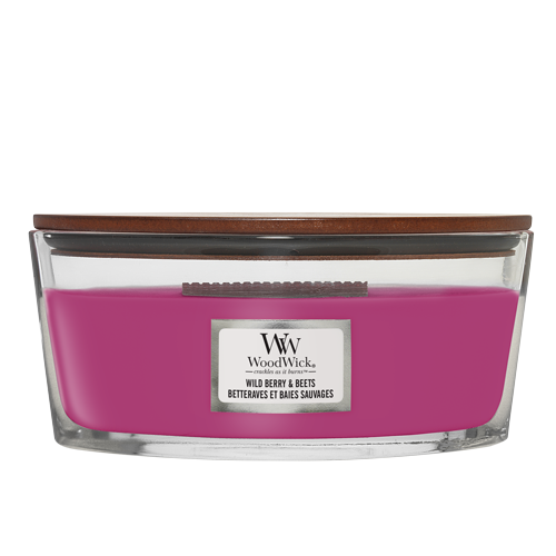 WoodWick Scented Candle Ellipse Wild Berry & Beets - 9 cm / 19 cm - Scented Candle in Glass - Wooden Wick