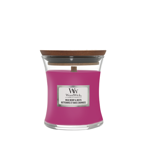 WoodWick Scented Candle Mini Wild Berry & Beets - 8 cm / ø 7 cm - Scented Candle in Glass - Wooden Wick