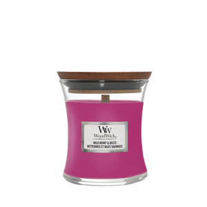 WoodWick Scented Candle Mini Wild Berry & Beets - 8 cm / ø 7 cm - Scented Candle in Glass - Wooden Wick
