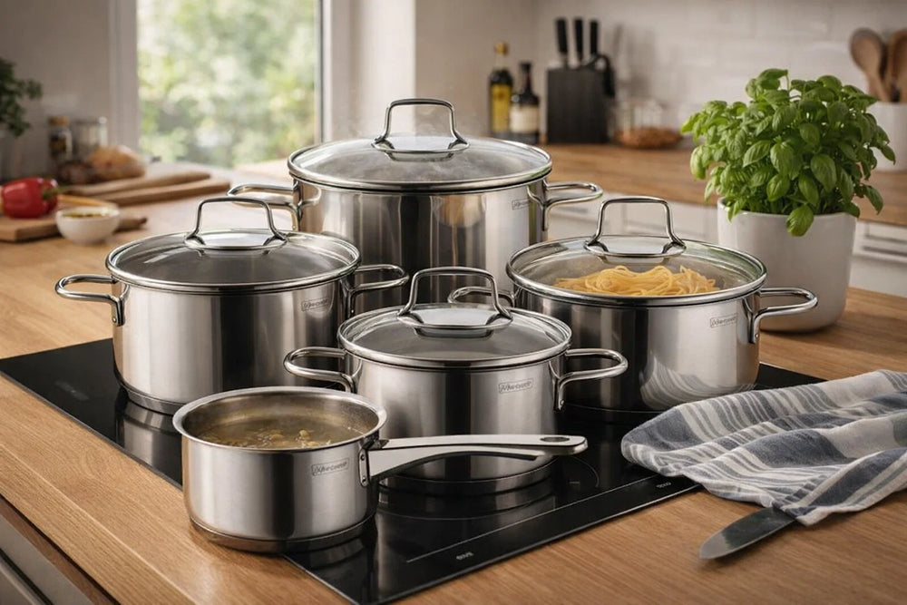 WMF Cookware Set Astoria - 5-piece - Including FREE Cookinglife Cookware Set - Cooking pot ø 16, 20, 24, and 28 cm and Saucepan ø 14 cm