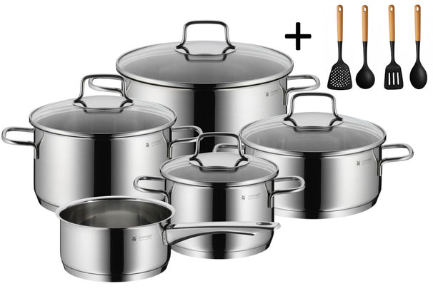 WMF Astoria Pan Set - 5-piece - Including FREE Cookinglife Cooking utensils - Saucepan ø 16, 20, 24 and 28 cm and Saucepan ø 14 cm