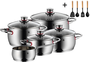 WMF Cookware Set Quality One - Stainless Steel - 5-piece - Including FREE Cookinglife Cookware Set - Saucepan ø 16, 20, 20, and 24 cm and Frying Pan ø 16 cm