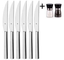 WMF Steak Knives Nuova - 6 pieces - Including FREE Cookinglife Pepper and Salt Mill Set