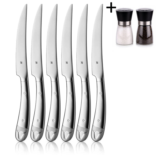 WMF Steak Knives 6-piece - Including FREE Cookinglife Pepper and Salt Mill Set